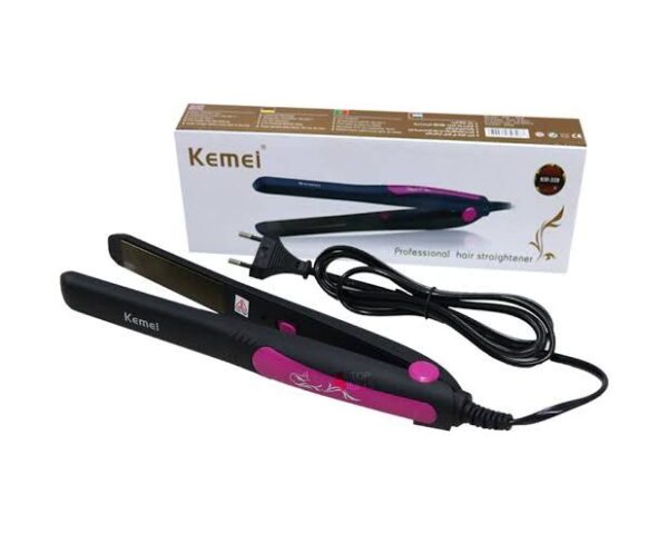 Close-up of Kemei KM-328 Hair Straightener with LED Indicator and Slim Plates