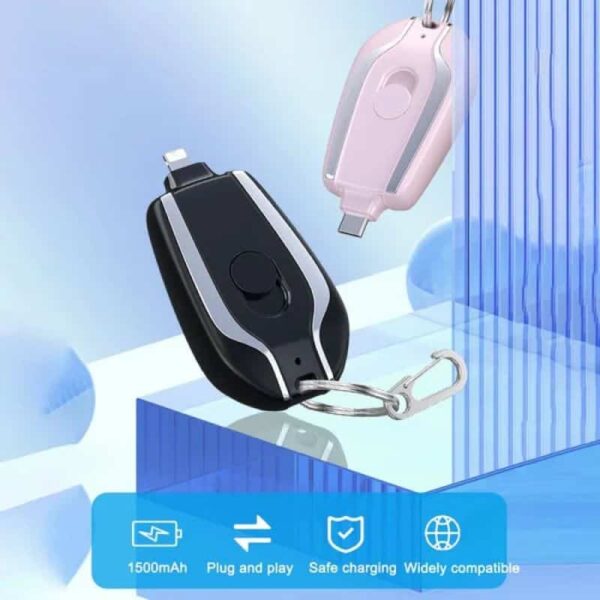 Portable Keychain Charger – Compact Power Bank 1500mAh