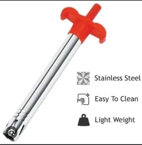 Durable gas burner kitchen lighter made of stainless steel.